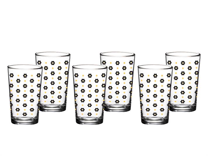 Denby Flowery Glass 6 Set Served with Coffee Water Glass 100 ml Black-Gold