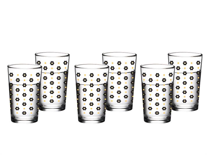 Denby Flowery Glass 6 Set Served with Coffee Water Glass 100 ml Black-Gold