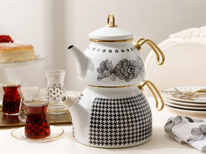 Denby Pied de poule Enamel Tea Pot 2,5 L Black