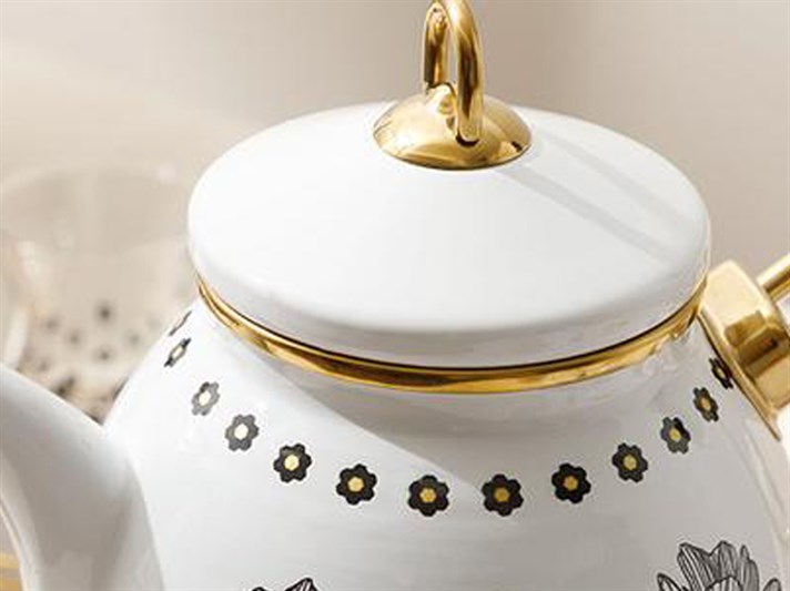 Denby Pied de poule Enamel Tea Pot 2,5 L Black