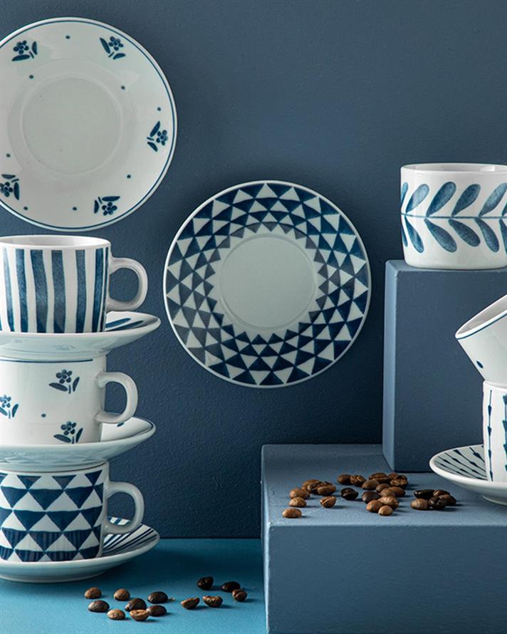 Desirable Porțelan 4 Bucati Pentru 2 Persoane Set Cești De Cafea 80 Ml Albastru İnchis