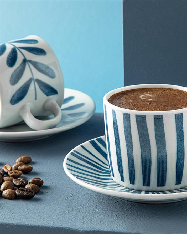 Desirable Porțelan 4 Bucati Pentru 2 Persoane Set Cești De Cafea 80 Ml Albastru İnchis