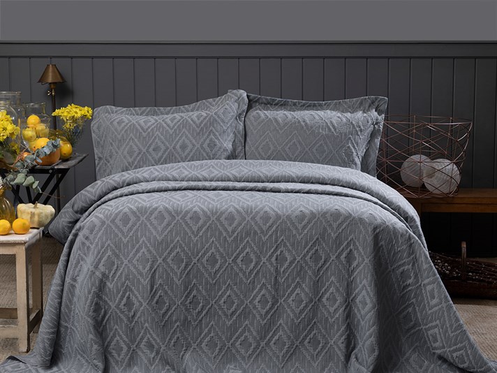 Diamond Chic  Stonewash Persoană dublă  SET CUVERTURĂ DE PAT 240x250 cm Anthracite