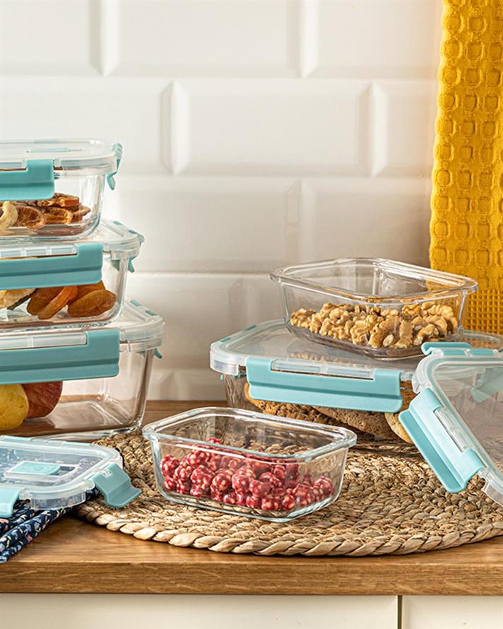 Doria Glass Storage Box 320 ml Turquoise