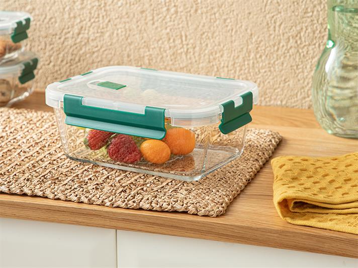 Doria Glass Storage Box 1450 ml Green