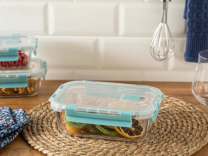 Doria Glass Storage Box 750 ml Turquoise