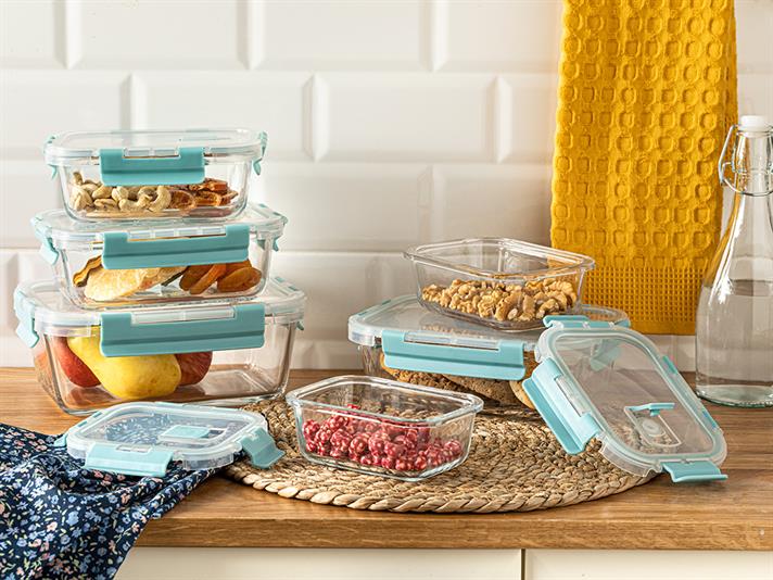 Doria Glass Storage Box 750 ml Turquoise