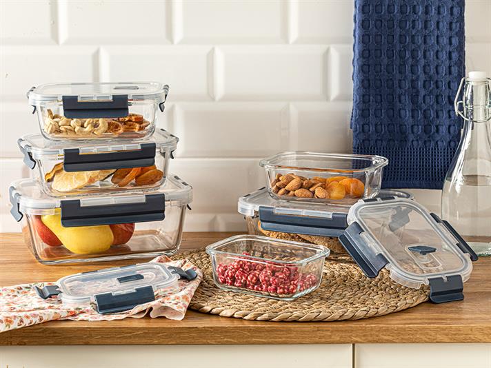 Doria Glass Storage Box 950 ml Anthracite