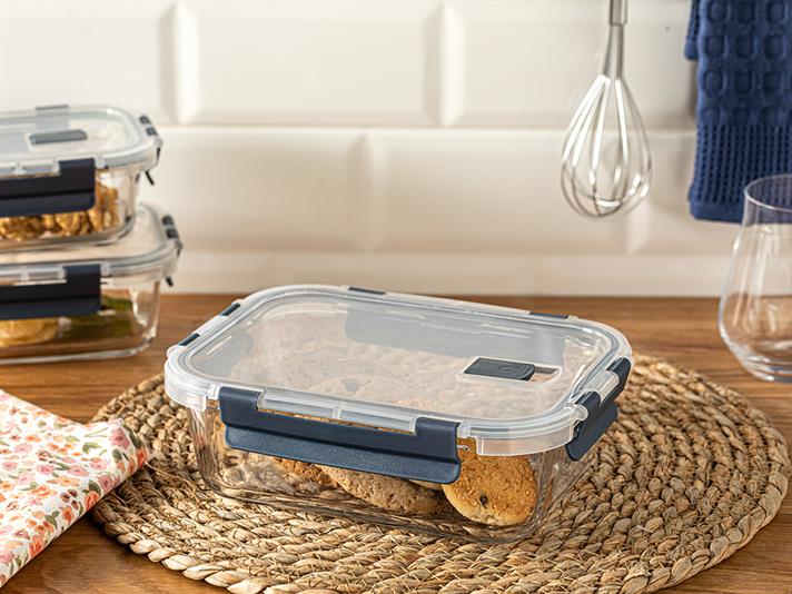 Doria Glass Storage Box 950 ml Anthracite