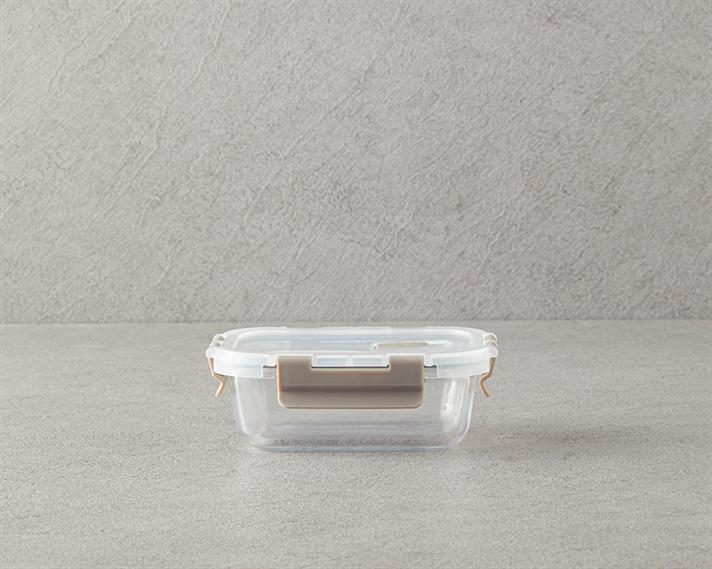Doria Glass Storage Box 400 ml Dark Beige