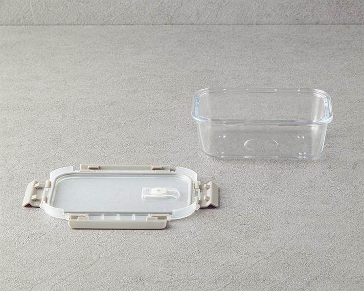 Caserolă cu capac, Doria, sticlă, 750 ml, bej închis