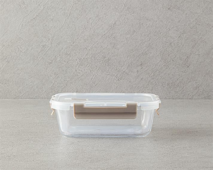 Doria Glass Storage Box 950 ml Dark Beige