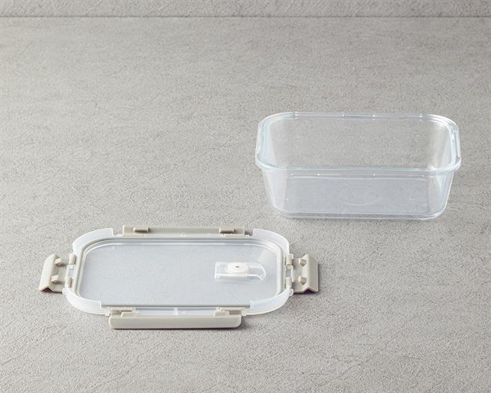 Doria Glass Storage Box 950 ml Dark Beige
