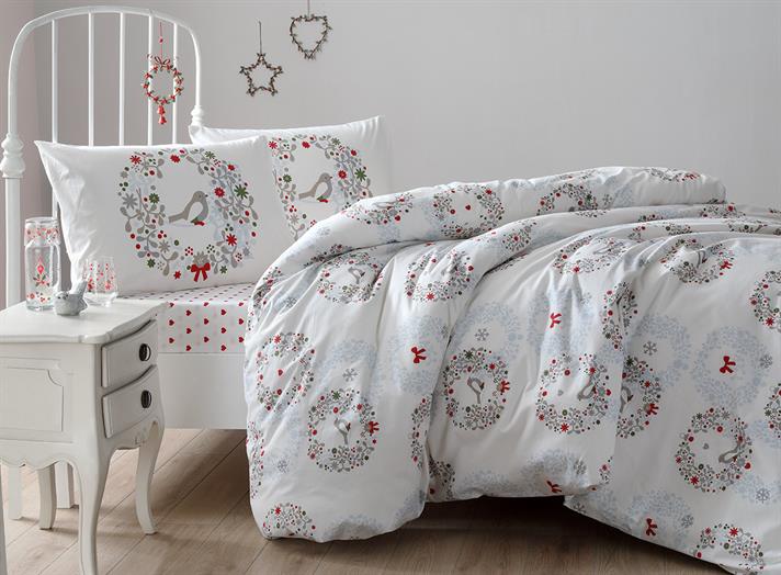 Dorințe de păsări Bumbac Single Set Lenjerie De Pat 160x220 cm Roșu