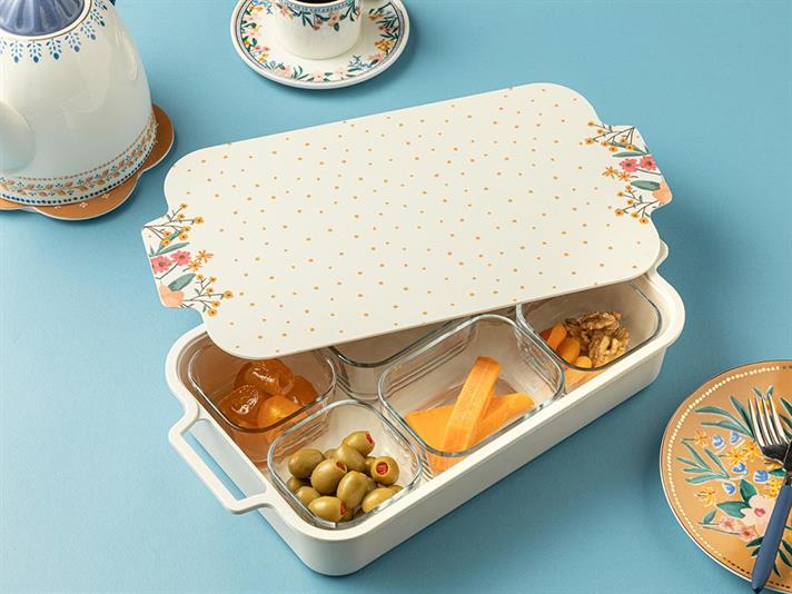 Dot Flower Melamină Capat Set Pentru Mıc Dejun 40X20 Cm Colorat