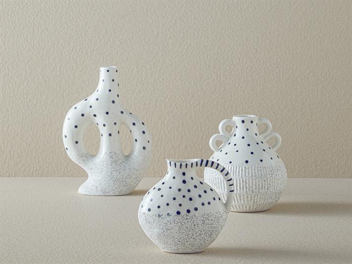Dotsy Stoneware Vase White