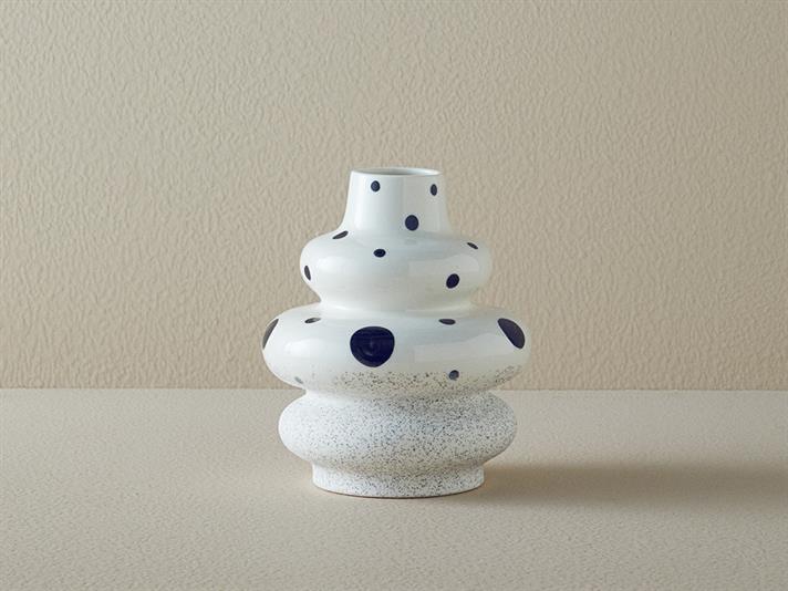 Vază, Dotsy, ceramică, 18,2x20,9 cm, alb