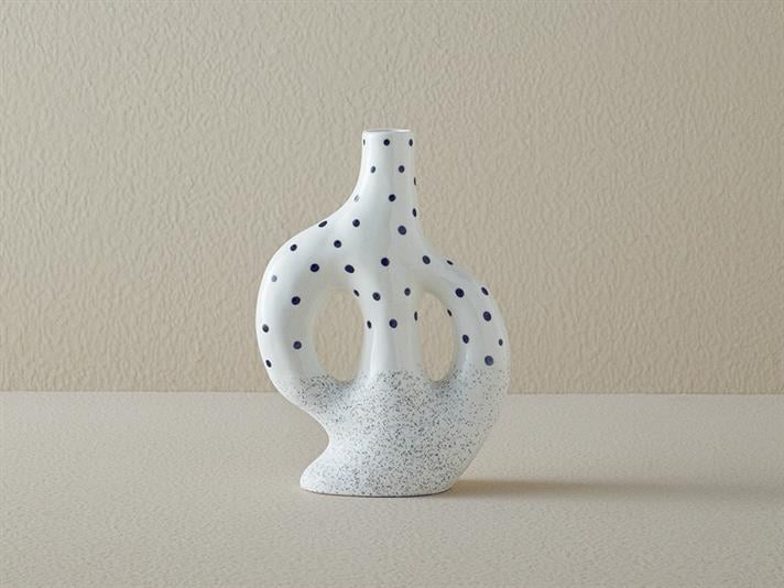 Dotsy Stoneware Vase White