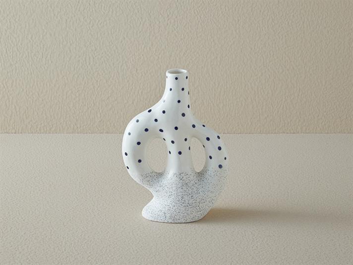 Dotsy Stoneware Vase White