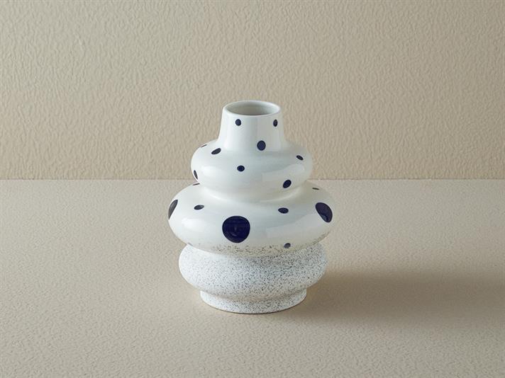Vază, Dotsy, ceramică, 18,2x20,9 cm, alb