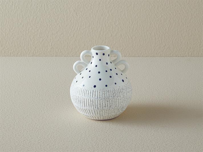Vază, Dotsy, ceramică, 13,7x15 cm, alb