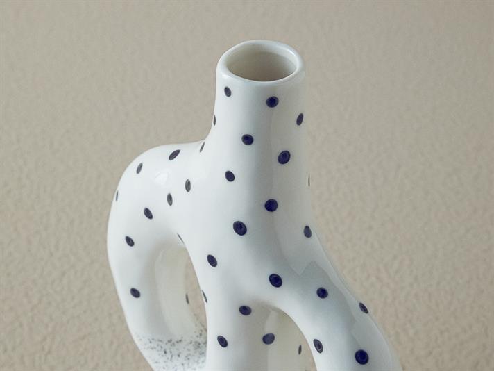Dotsy Stoneware Vase White