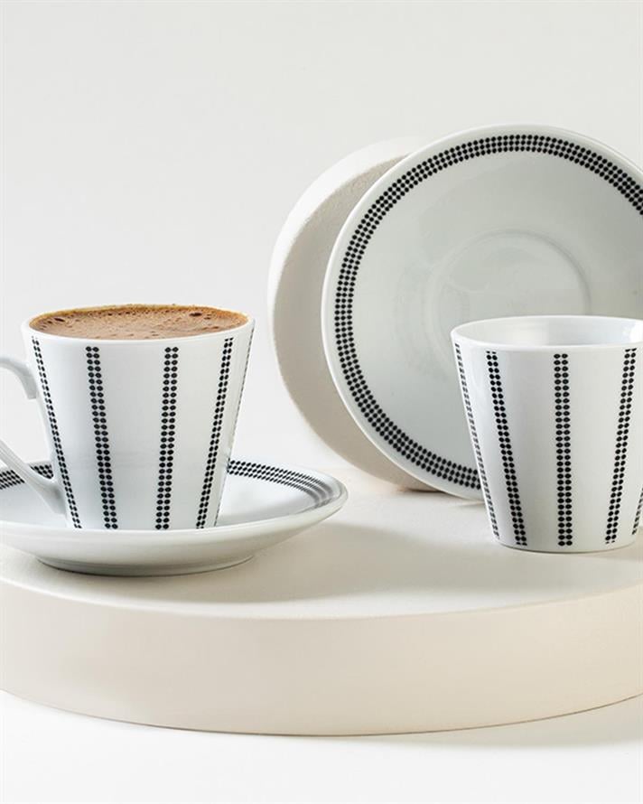 Dotsy Porcelain 4 Parça 2 Kişilik Coffee Cup Set 80 ml Black