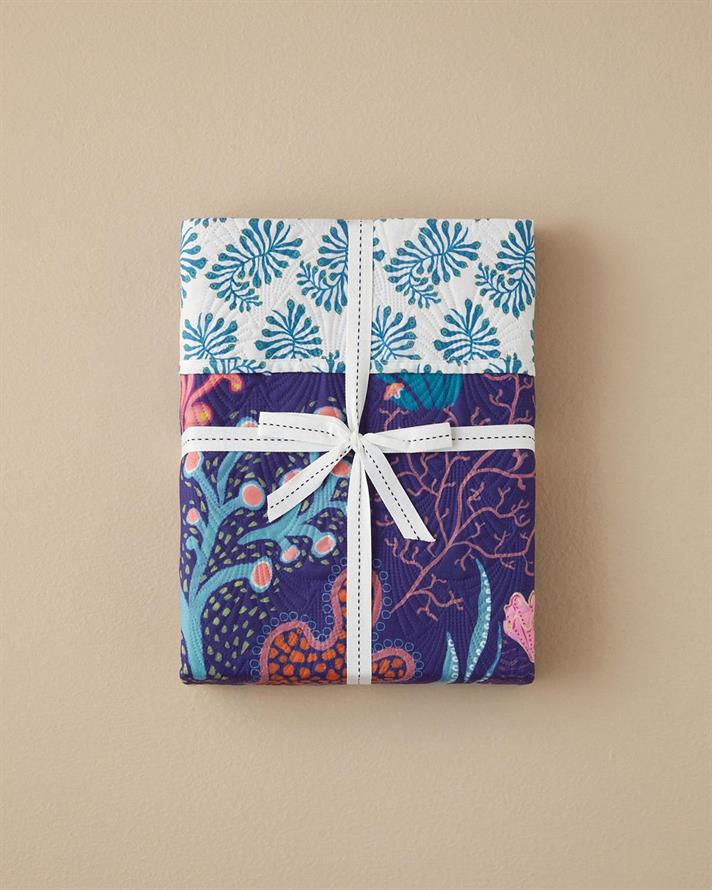 Cuvertura pat reversibila, pentru doua persoane, Nautical Dreams, poliester, 200x220 cm, albastru