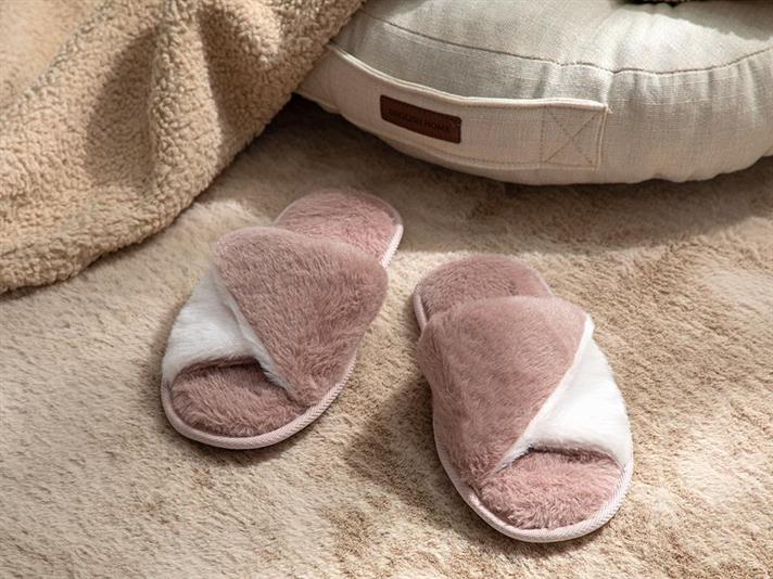 Double Papuci De Casă Damă, Pluș, 37, Albastru-Maro