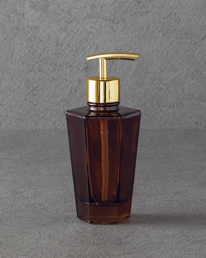 Dozator săpun lichid, Diamond, sticlă, 9x9x16,5cm, maro