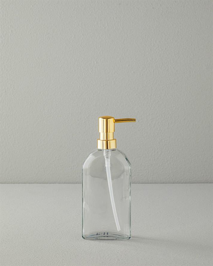 Dozator săpun lichid, Doria, sticlă, 8,5x4x21 cm, transparent
