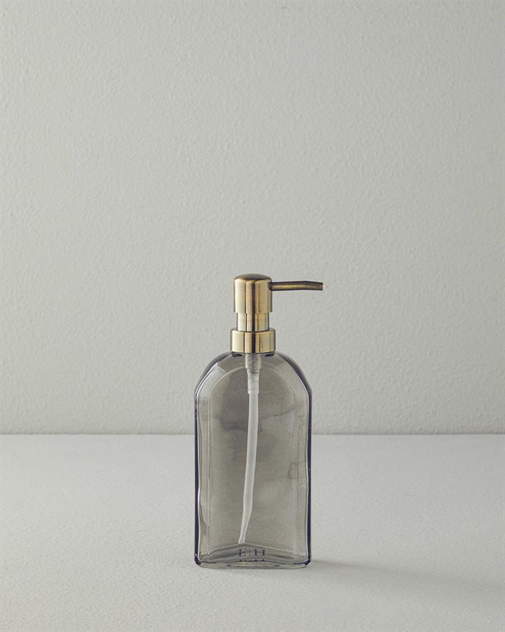 Dozator săpun lichid, Doria, sticlă, 8,5x4x21 cm, antracit