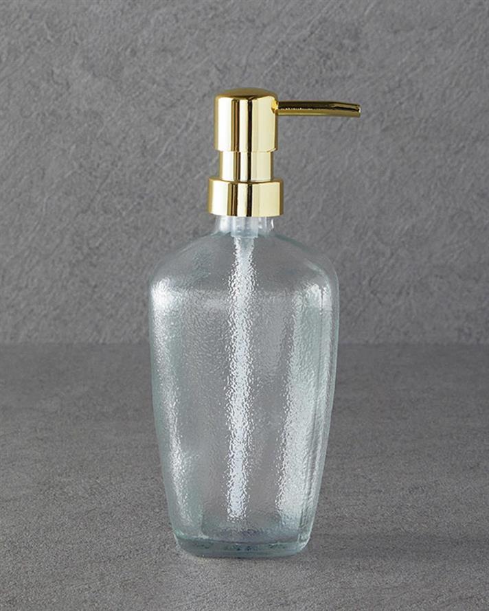 Dozator săpun lichid, Leslie, sticlă, 8x8x20 cm, transparent