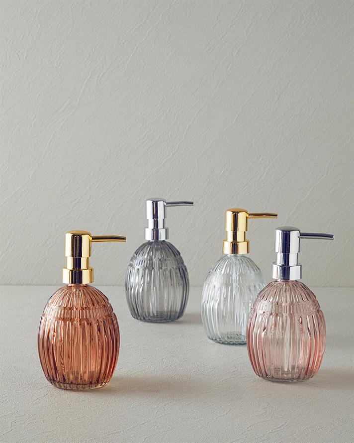 Dozator săpun lichid, Pavia, sticlă, 9x9x16 cm, antracit