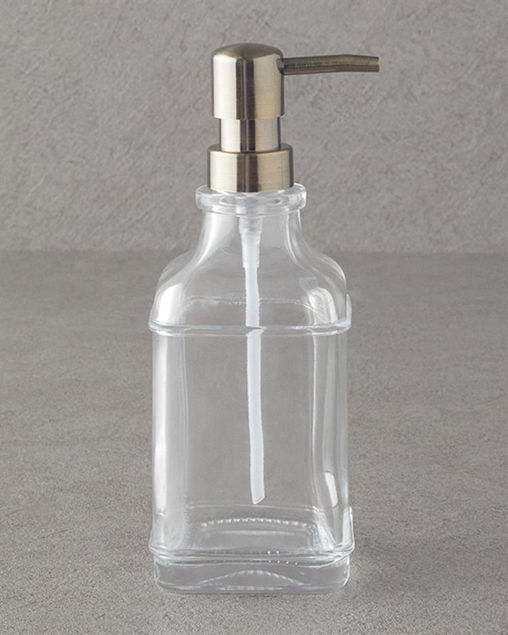 Dozator sapun lichid, Polina, sticla, 21 cm, transparent