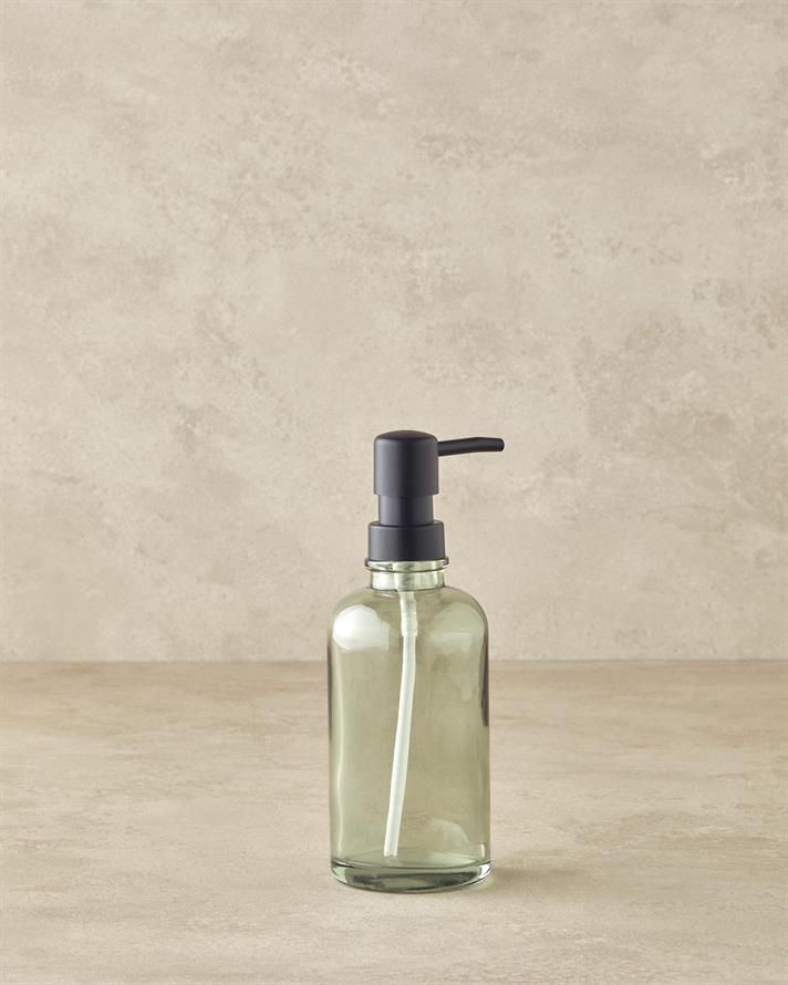Dozator sapun lichid, Rustic, sticla, 20 cm, verde