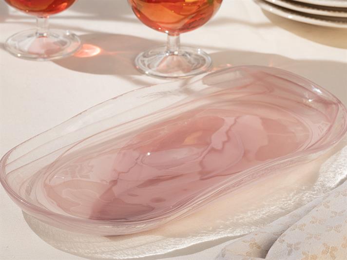 Pure Love Glass Platter 14x27 cm Powder