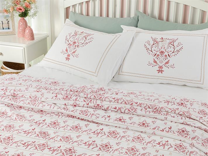 Dream Garden  Cu imprimeu Persoană dublă  SET CUVERTURĂ 200x220 cm Rosu bordo