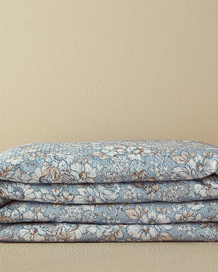Dreamy Blassom Imprimat Double Pătură De Vară 200x220 cm Albastru Deschis