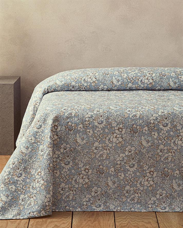 Patura subtire, pentru o persoana, Dreamy Blassom, bumbac, 150x220 cm, bleu