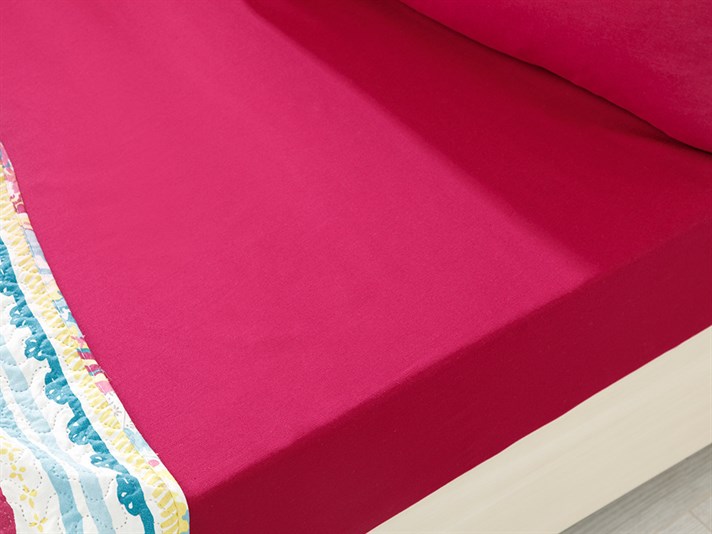 drept Bumbac Double Person  SET DE CEARȘAFURI E 160x200 cm Dark Fuschia