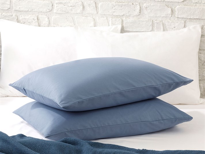 drept Cu Bumbac Cu 2 Piese Față De Pernă 50x70 cm Albastru Urban