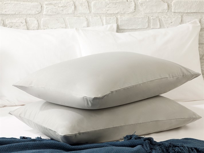 drept Cu Bumbac Cu 2 Piese Față De Pernă 50x70 cm Gri