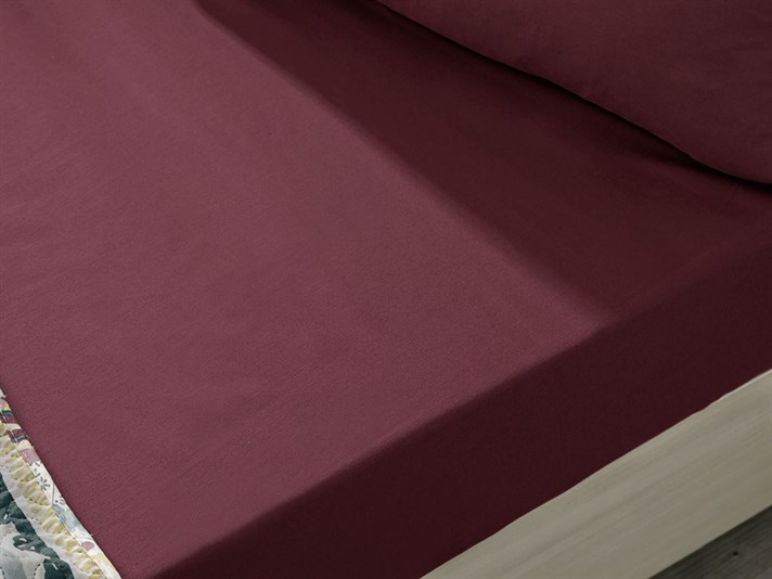 Cearceaf cu elastic, King size, Straight, bumbac, 180x200 cm, roșu