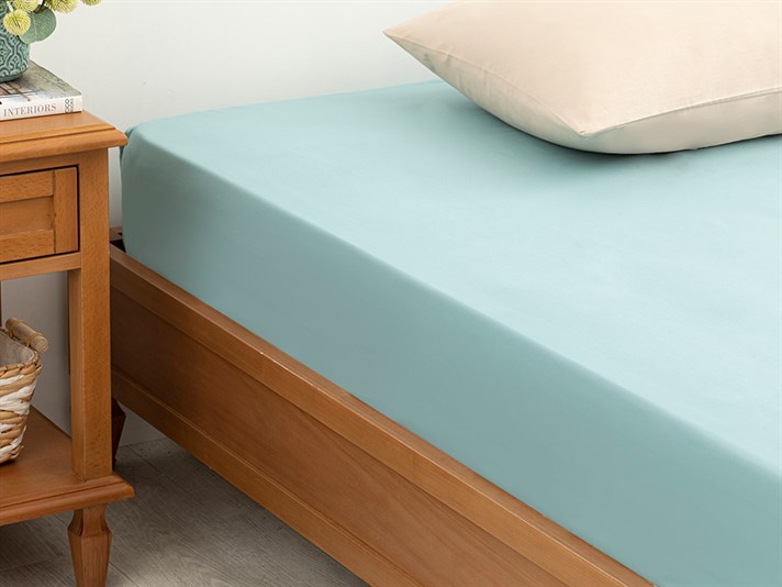 drept Cu Bumbac Double Cearșaf Cu Elastic 160x200 cm Seledon Vară