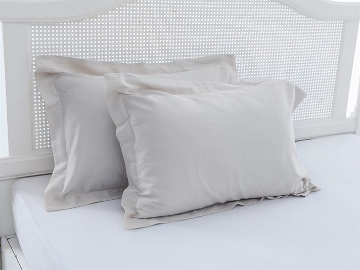drept  Satin bumbac Set 2  FAȚĂ DE PERNĂ 50x70 cm Beige