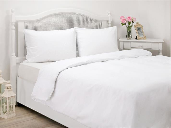 drept Cu Bumbac Double Set Lenjerie De Pat 200x220 cm Alb