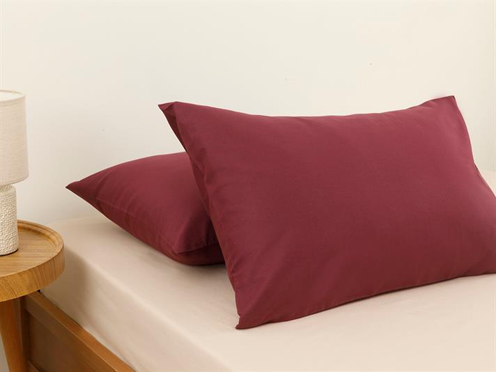 drept Cu Bumbac Cu 2 Piese Față De Pernă 50x70 cm Vișiniu