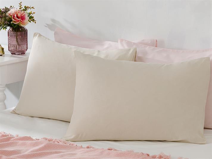 drept Cottony Set 2  FAȚĂ DE PERNĂ 50x70 cm Bej nou