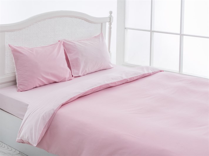 drept Bumbac Double Set Lenjerie De Pat 200x220 cm Roz
